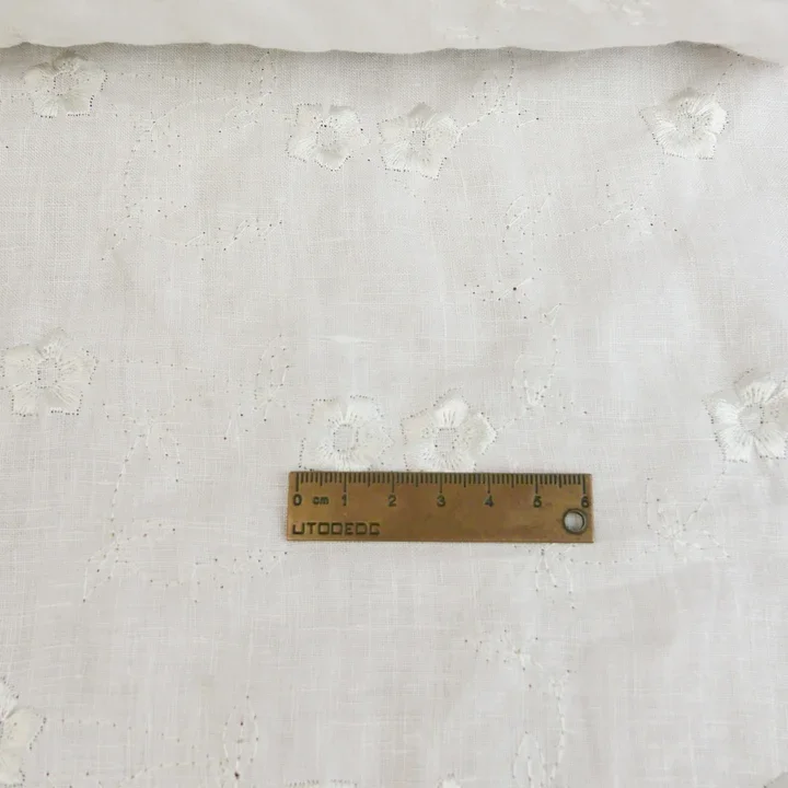 Fabric Peony Linen Embroidered India