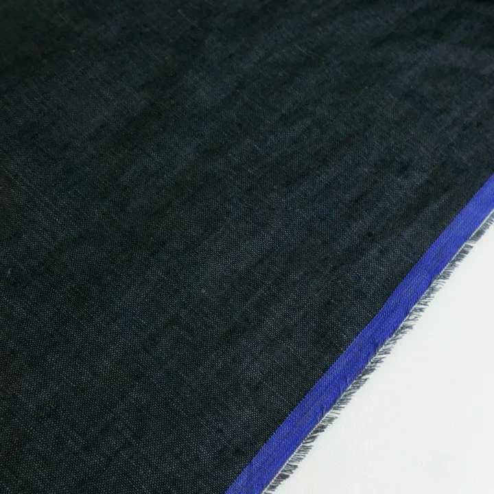 Fabric Timeka Linen 2 Tone Black Ocean