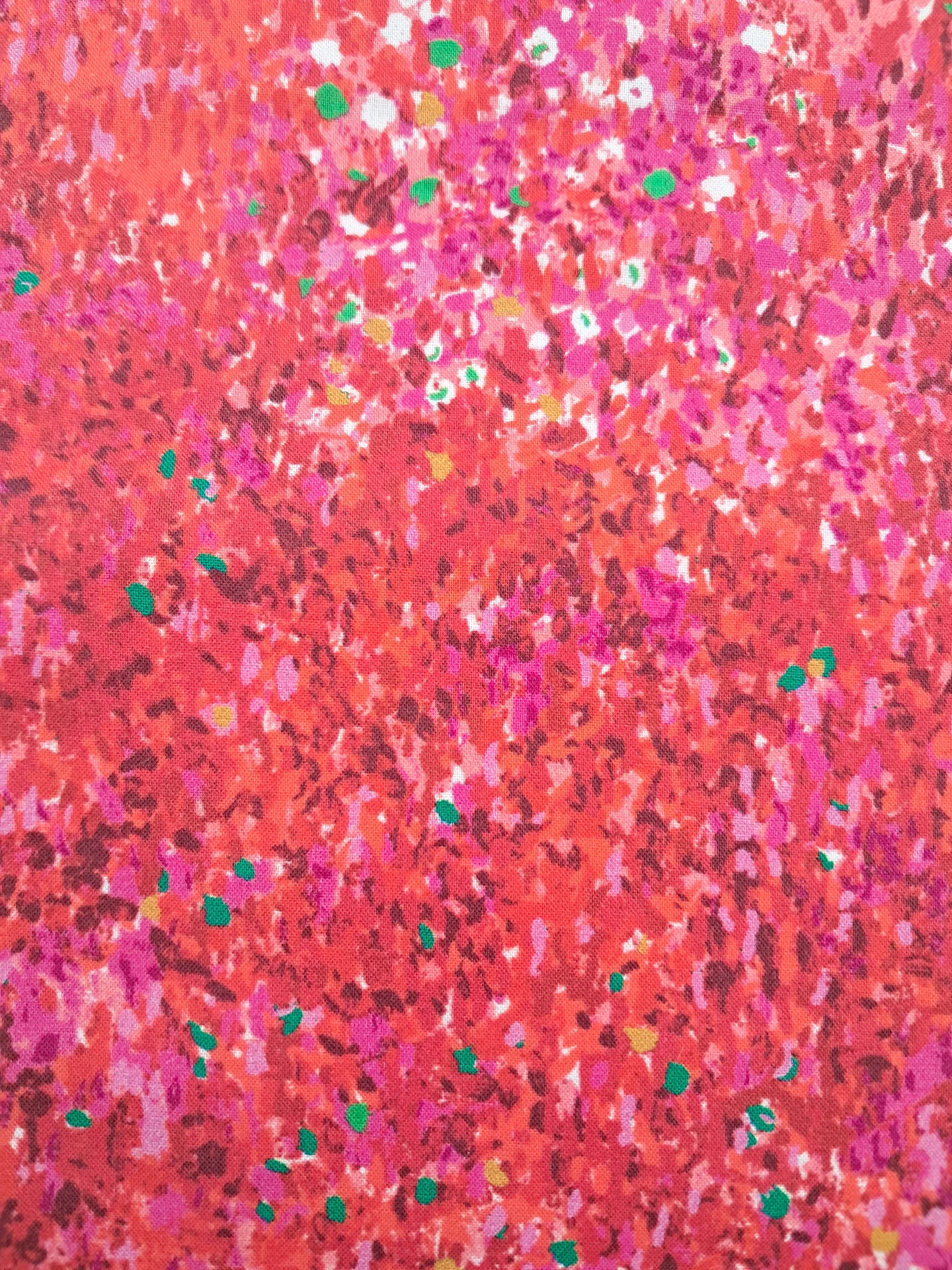Flowers Painterly Red Pink Green Dots