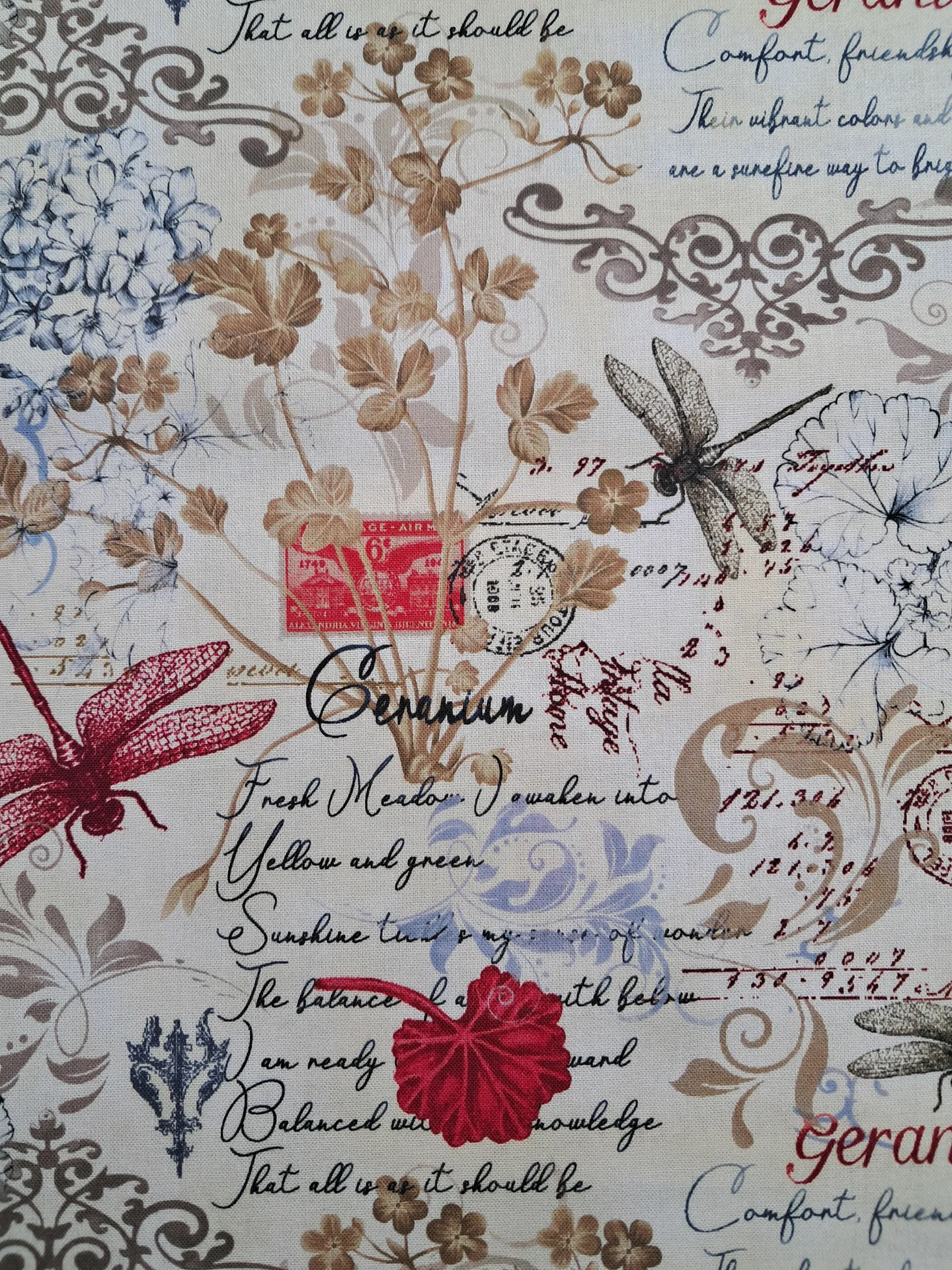 Flowers Text Floral Cream 3182