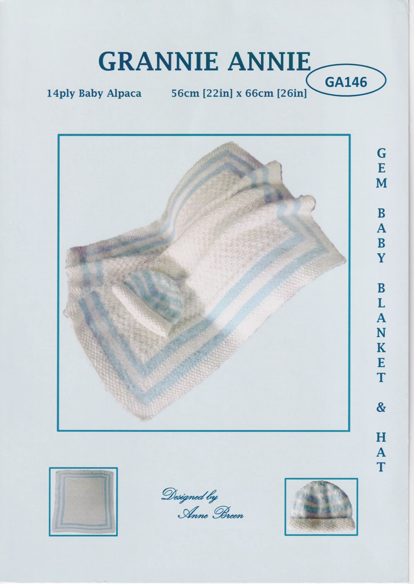 Grannie Annie Pattern 146 Gem Blanket and Hat 14 Ply
