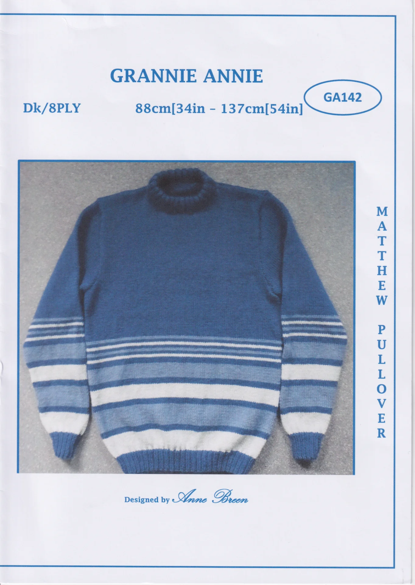 Grannie Annie Pattern GA142 Matthew Pullover 8 Ply