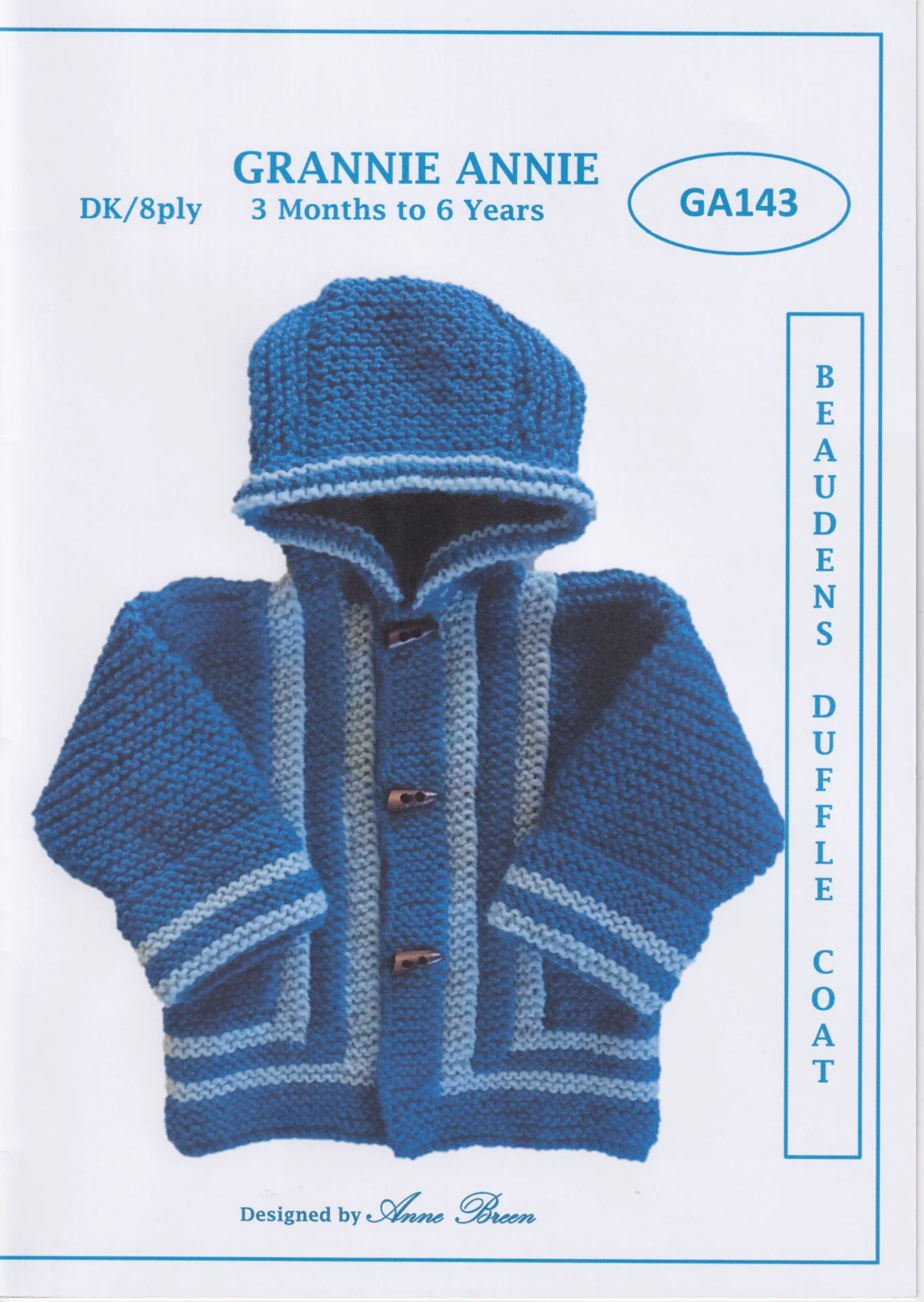 Grannie Annie Pattern GA143 8 Ply Beaudens Duffle Coat