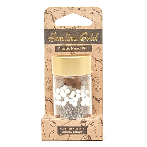 Hemline Pins Whiteplastic Head
