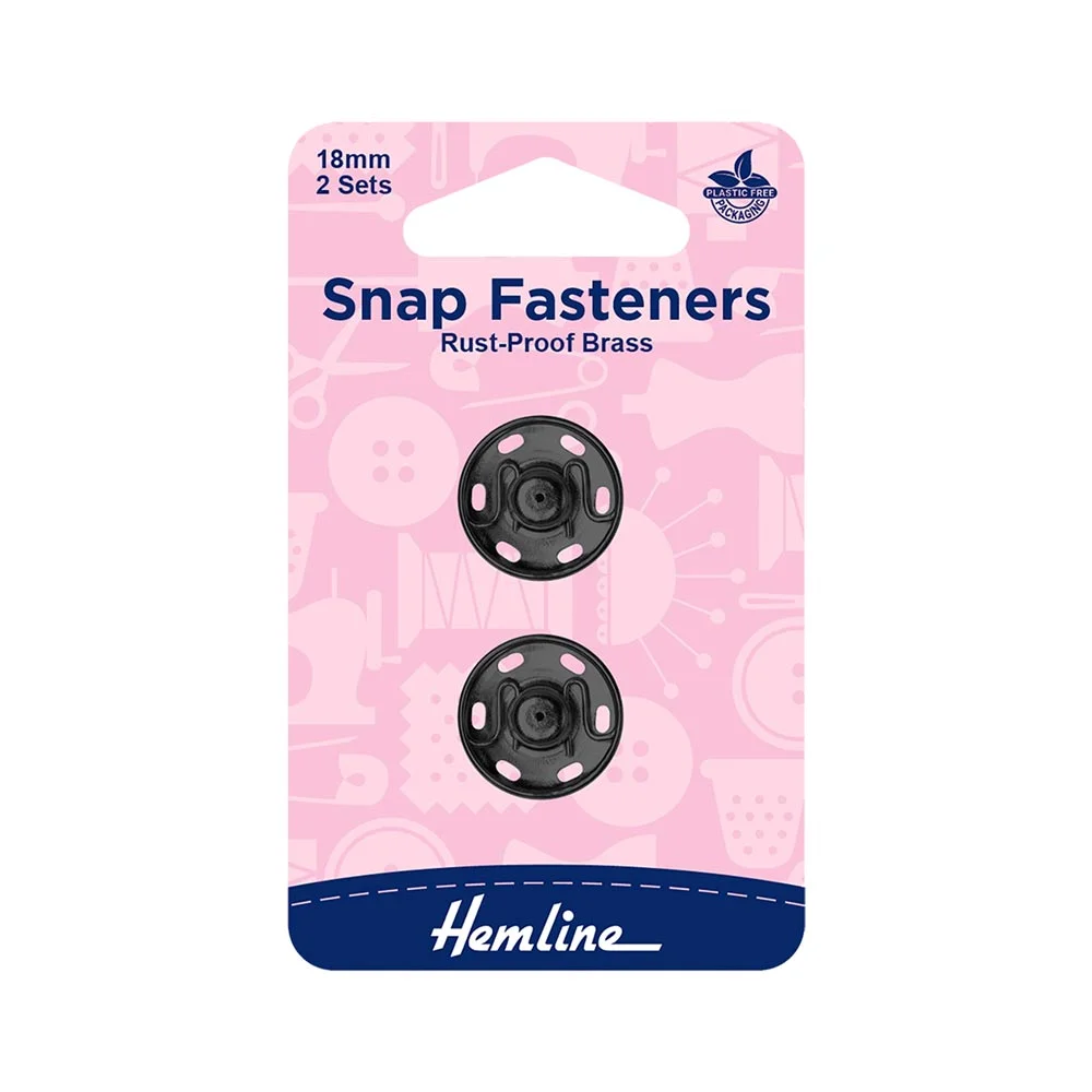 Hemline Snap Fastener Black 18mm