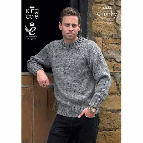 King Cole Pattern 4034 14 Ply Mens Jumper and Cardigan