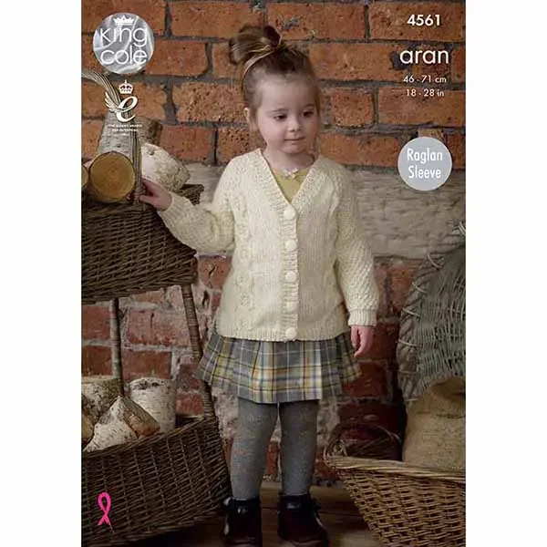 King Cole Pattern 4561 10 Ply Kids Raglan Tunic and Cardigan