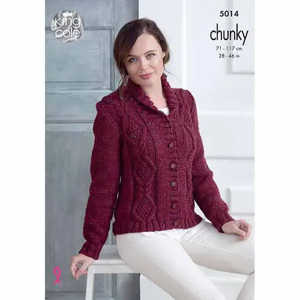 King Cole Pattern 5014 14 Ply Ladies Cardigans