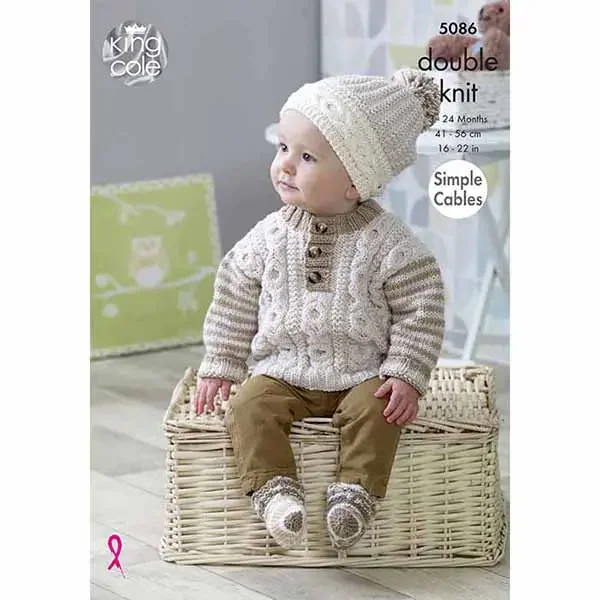 King Cole Pattern 5086 8 Ply Babies Sweaters, Hats and Socks