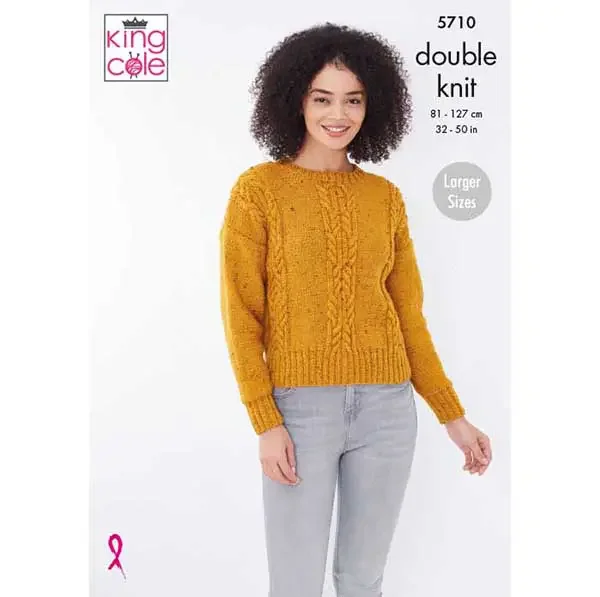 King Cole Pattern 5710 8 Ply Ladies Sweater and Cardigan