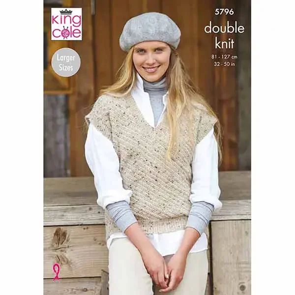 King Cole Pattern 5796 8 Ply Ladies Vest