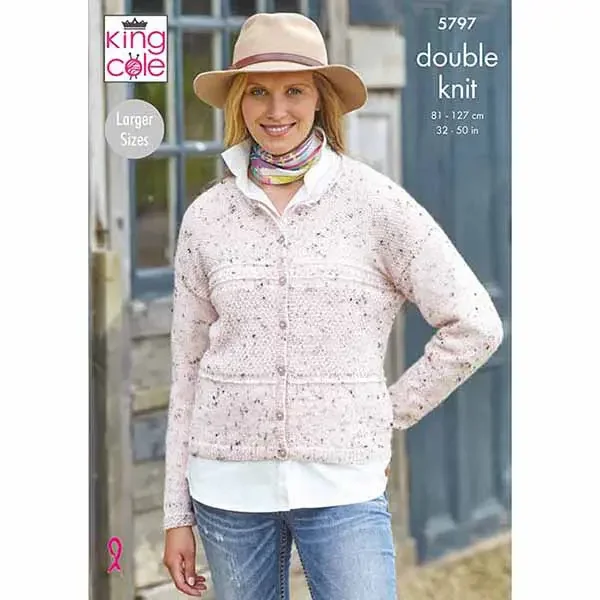 King Cole Pattern 5797 8 Ply Ladies Cardigan and Waistcoat