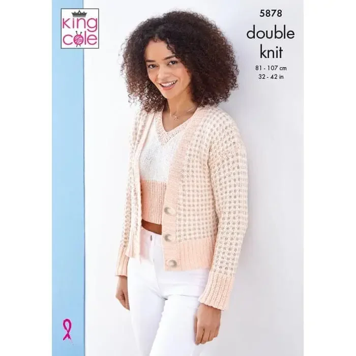 King Cole Pattern 5878 8 Ply Womens Cardigan and Top