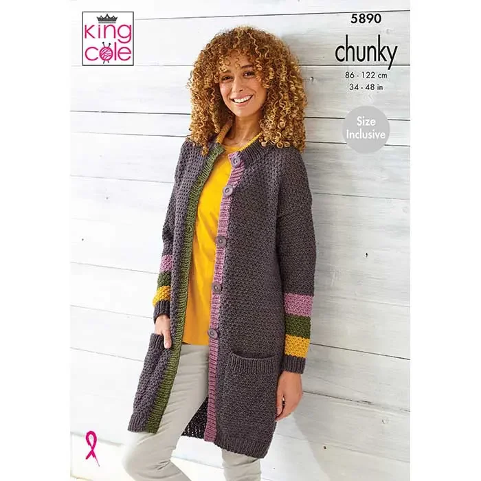 King Cole Pattern 5890 12 Ply Ladies Cardigan and Coat