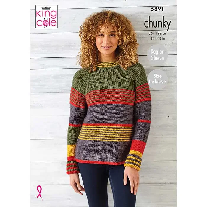 King Cole Pattern 5891 12 Ply Ladies Sweater and Cardigan