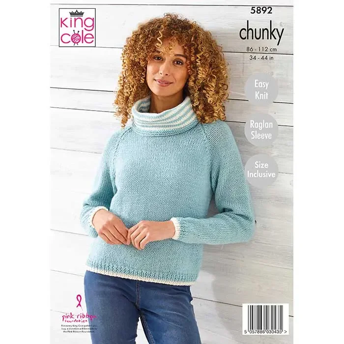 King Cole Pattern 5892 12 Ply Ladies Sweater