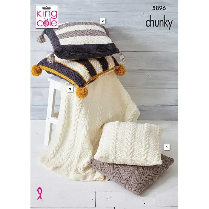 King Cole Pattern 5896 Chunky Throw and Cushion Covers