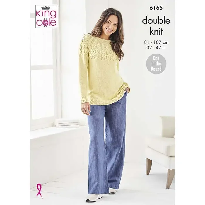 King Cole Pattern 6165 8 Ply Ladies Knit In The Rounds Sweaters
