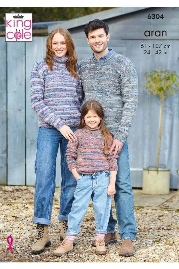 King Cole Pattern 6304 10 Ply Family Jumper