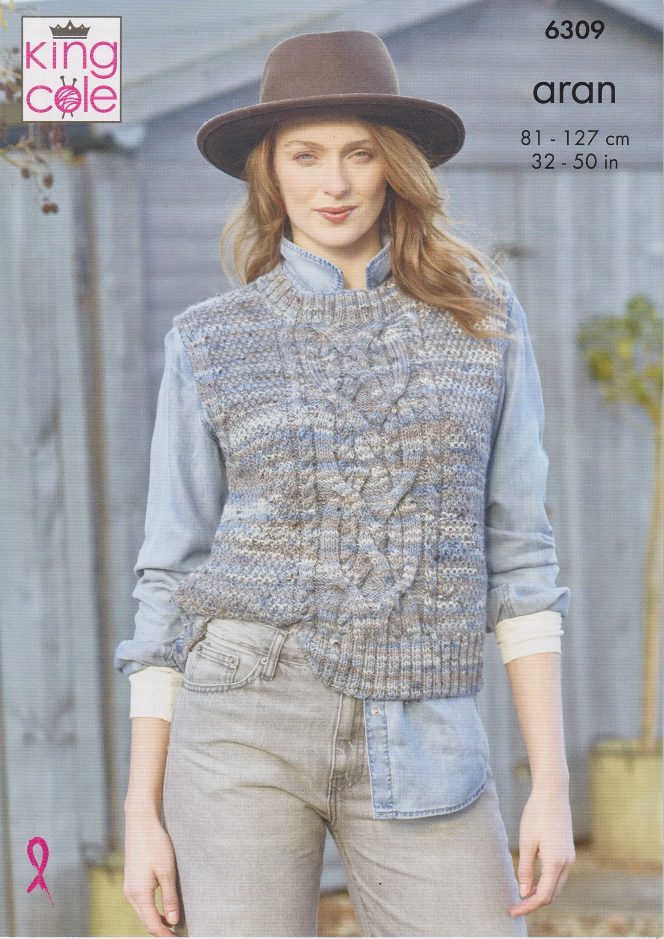King Cole Pattern 6309 10 Ply Ladies Vest
