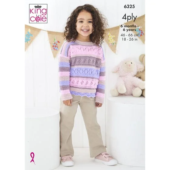 King Cole Pattern 6325 4 Ply Childs Sweater and Cardigan