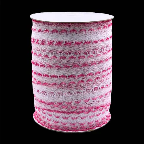 Lace Nylon Eyelet White Hot Pink 35mm