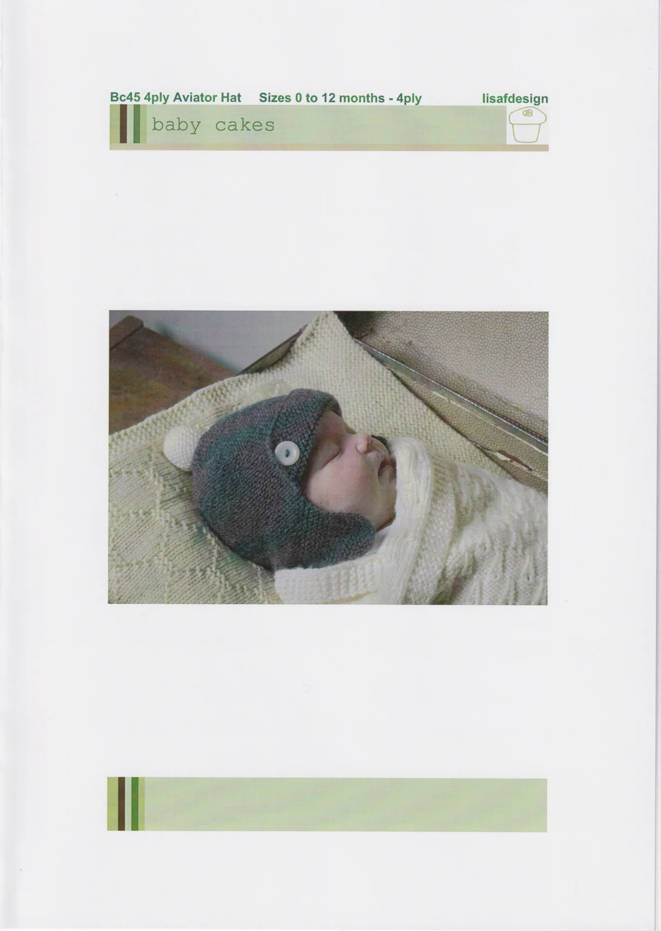 Lisa F Designs Pattern Baby Cakes 45 Aviator Hat