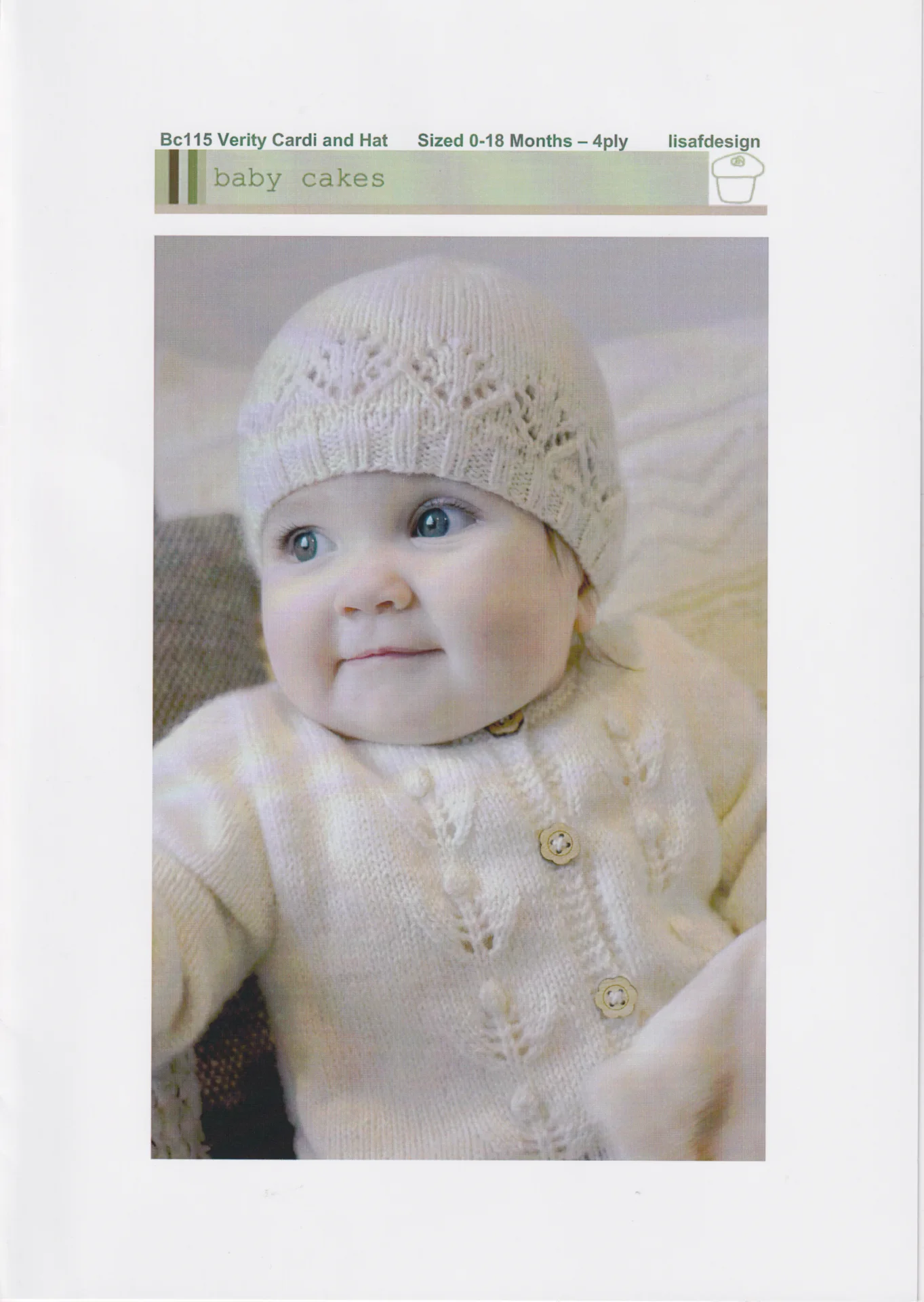 Lisafdesign Baby Cakes 115 Verity Cardigan and Hat