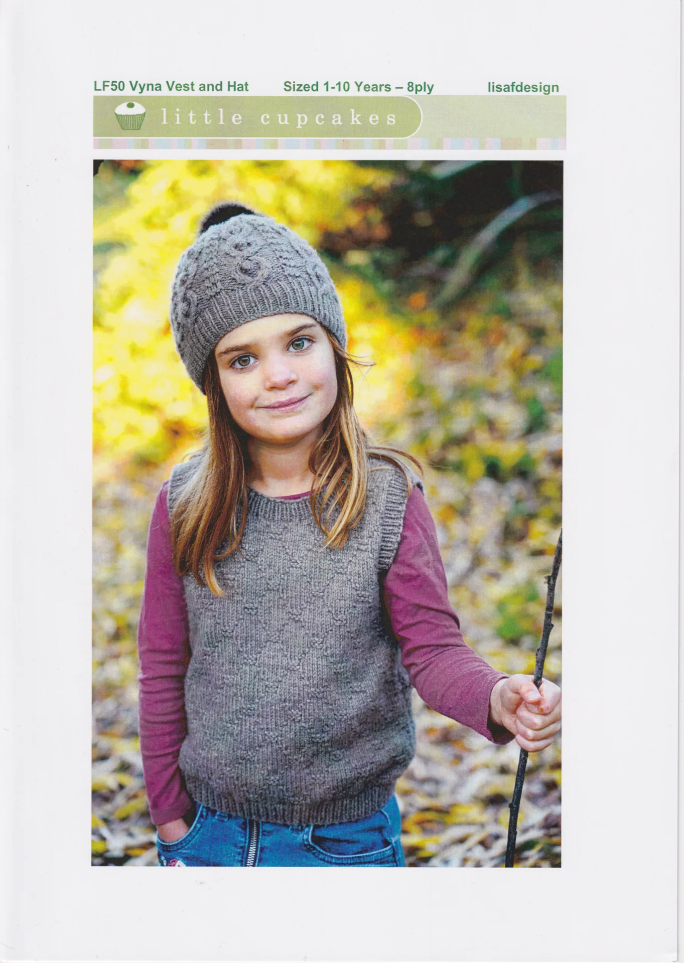 Lisafdesign Pattern LF 50 Vyna Vest Hat 8 Ply