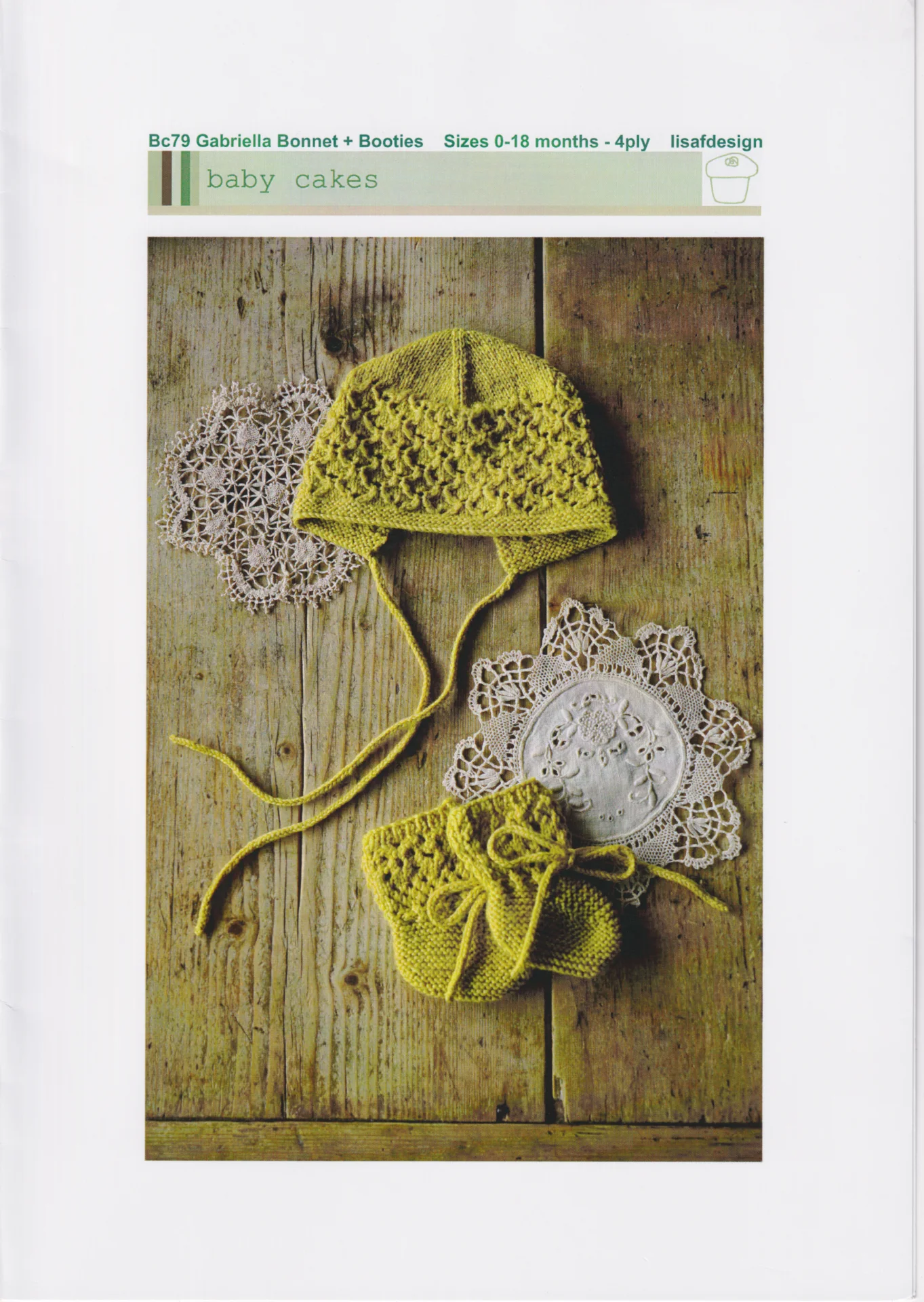 Lisafdesigns Pattern Baby Cakes 79 Princess Gabriella Bonnet and Booties