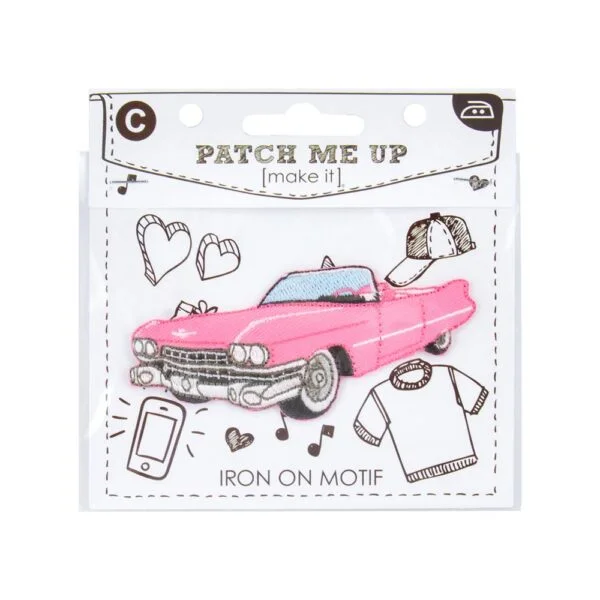 Motif Iron On Pink Cadillac Car 6603