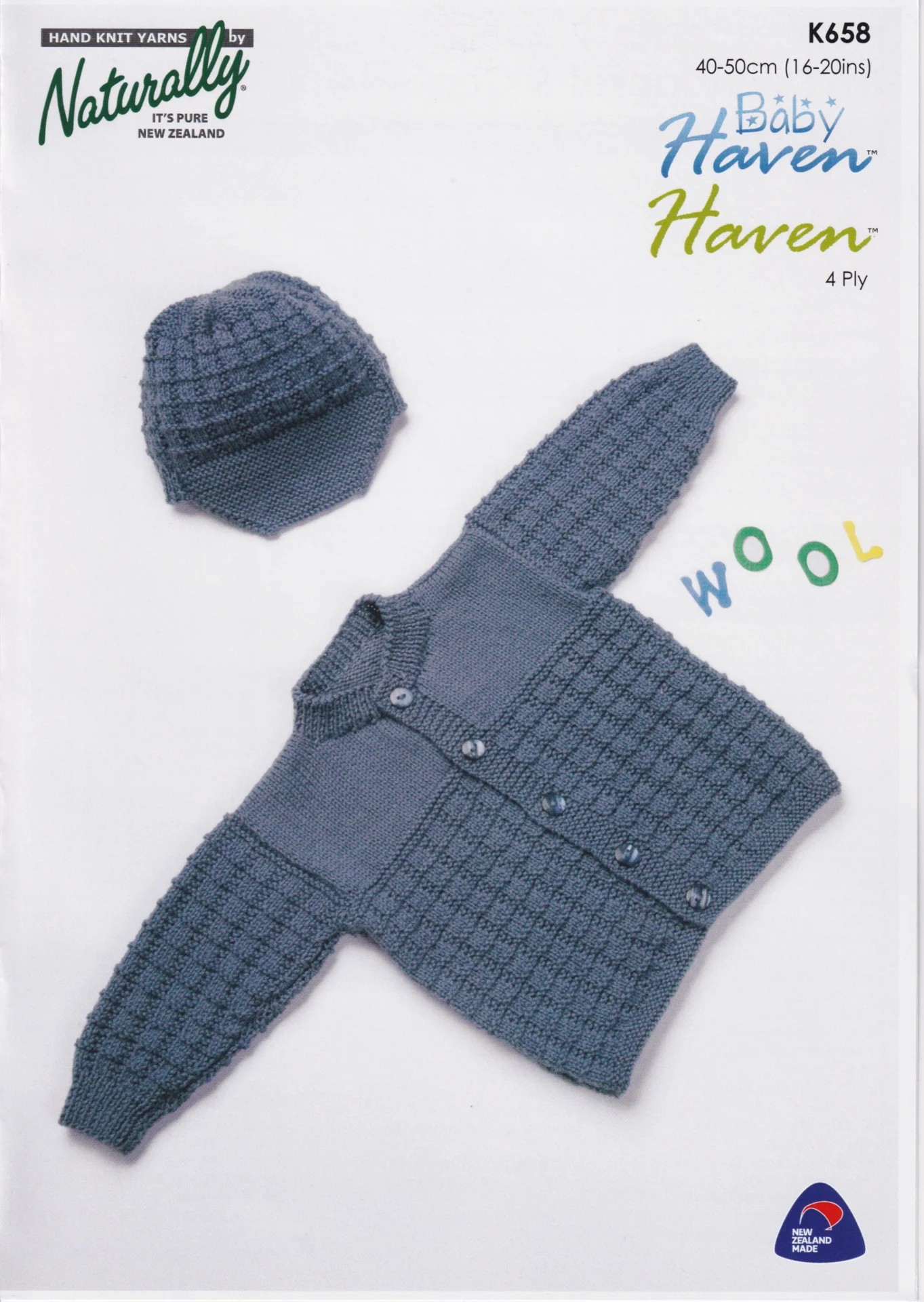 Naturally Pattern K658 4 Ply Cardigan and Hat Baby