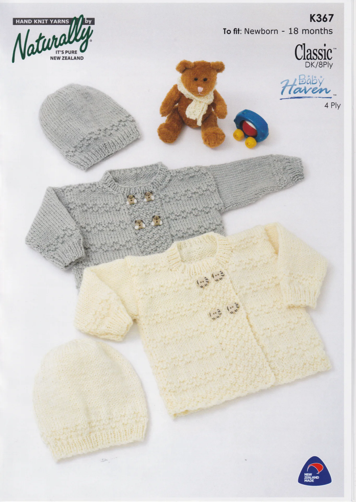 Naturally Yarns Pattern K367 4 Ply Cardigan and Hat