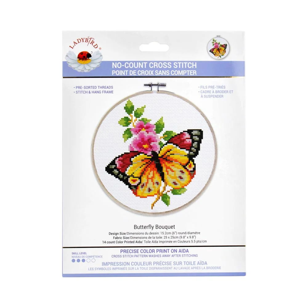 No Count Cross Stitch Kit Butterfly Bouquet