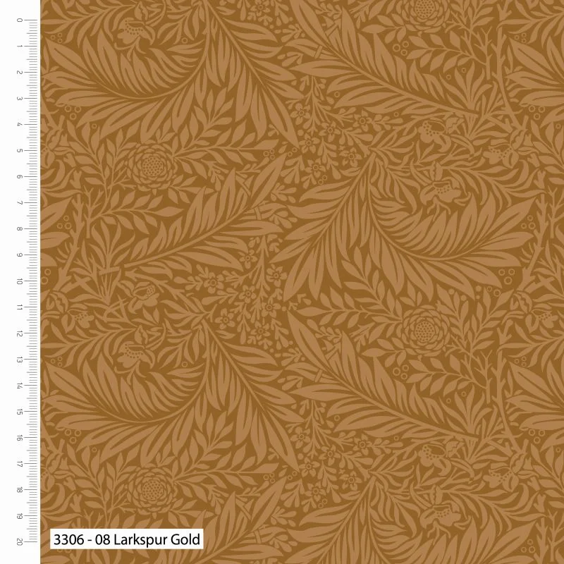 Quilt Backing William Morris Larkspur Gold