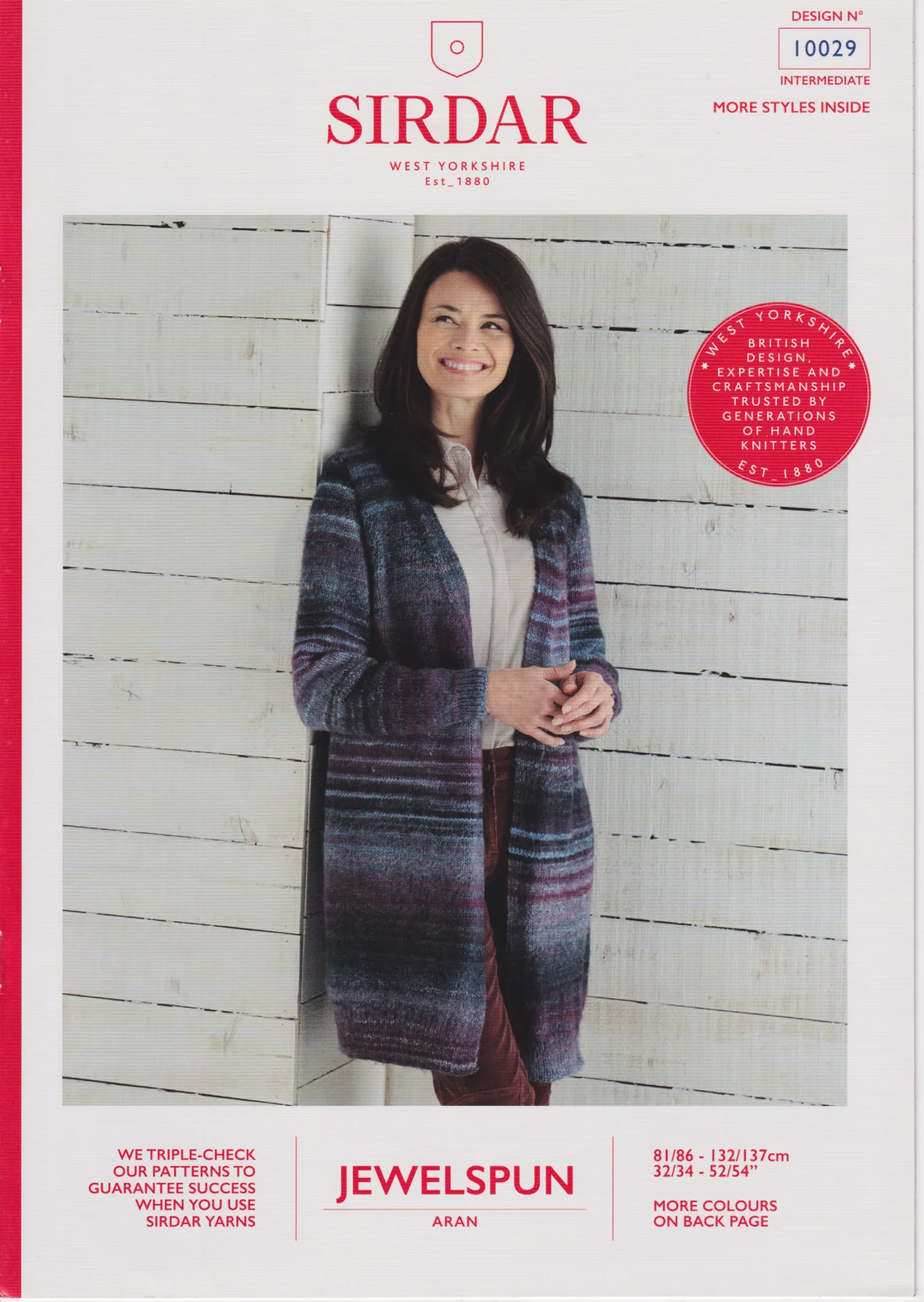 Sirdar Pattern 10029 Aran Cardigan