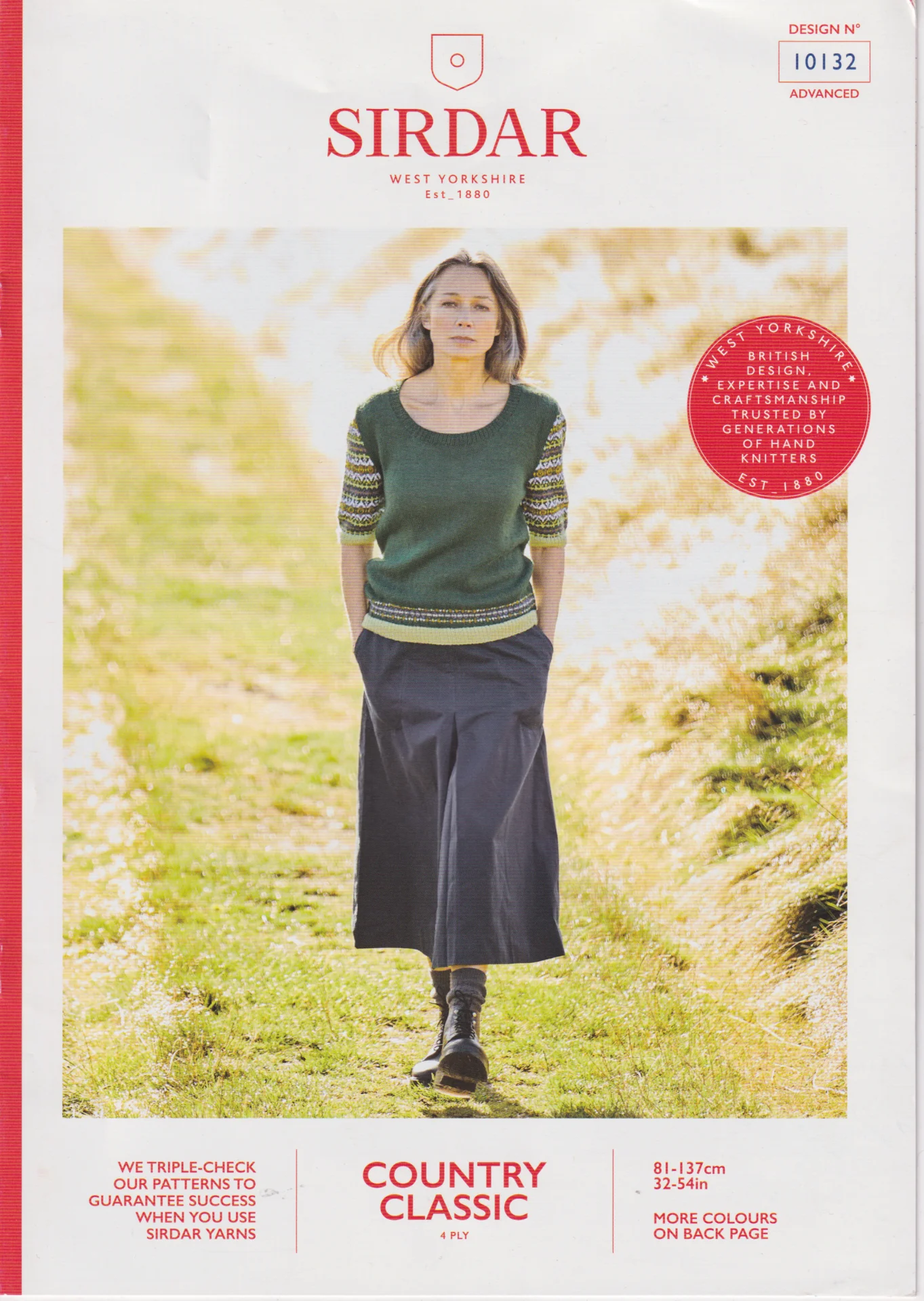 Sirdar Pattern 10132 4 Ply Country Classic Pattern Sleeve Sweater