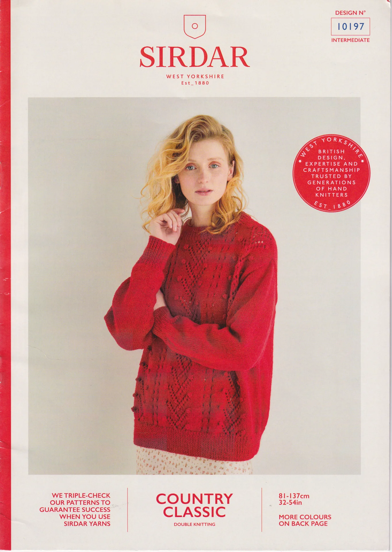 Sirdar Pattern 10197 Country Classic 8 Ply Sweater