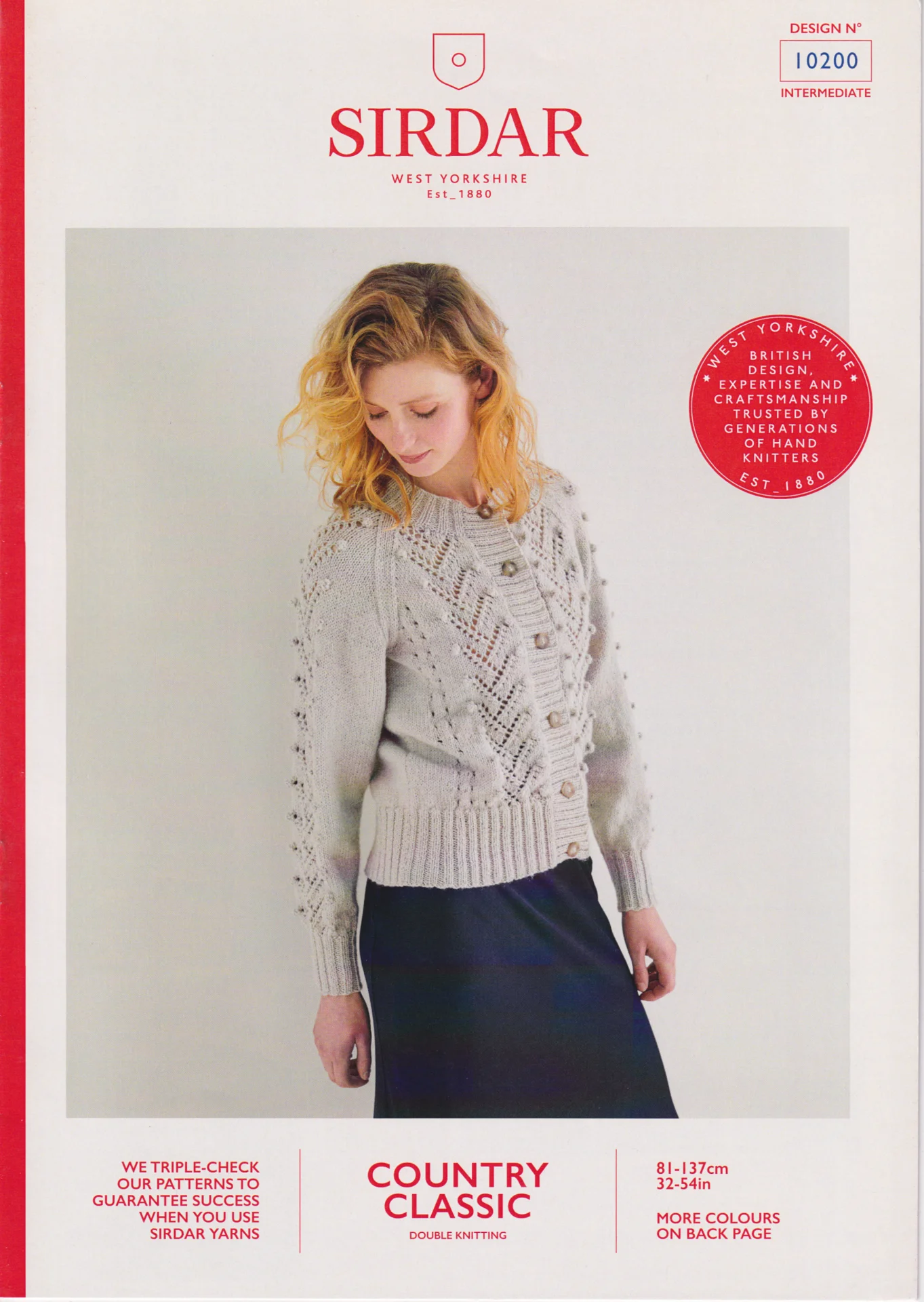 Sirdar Pattern 10200 Country Classic 8 Ply Cardigan