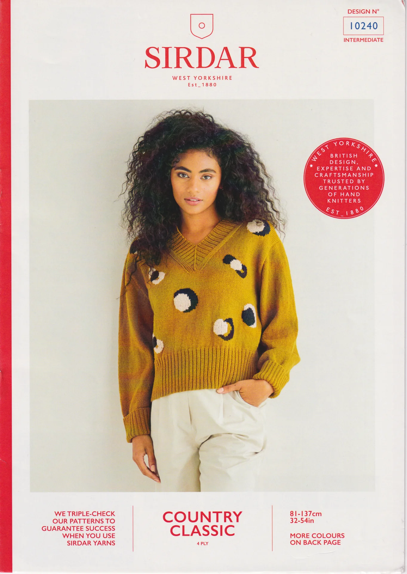 Sirdar Pattern 10240 4 Ply Leopard Print V Neck Sweater