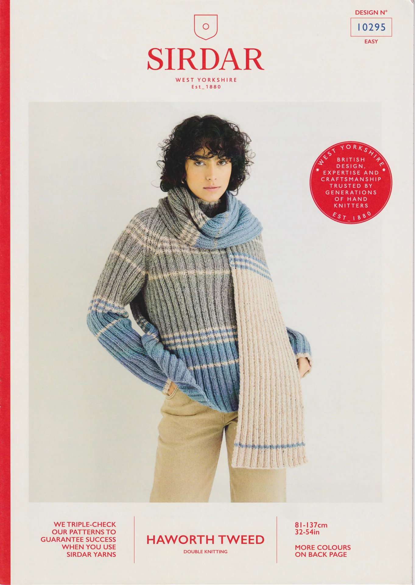 Sirdar Pattern 10295 Haworth Tweed Raglan Sweater and Scarf