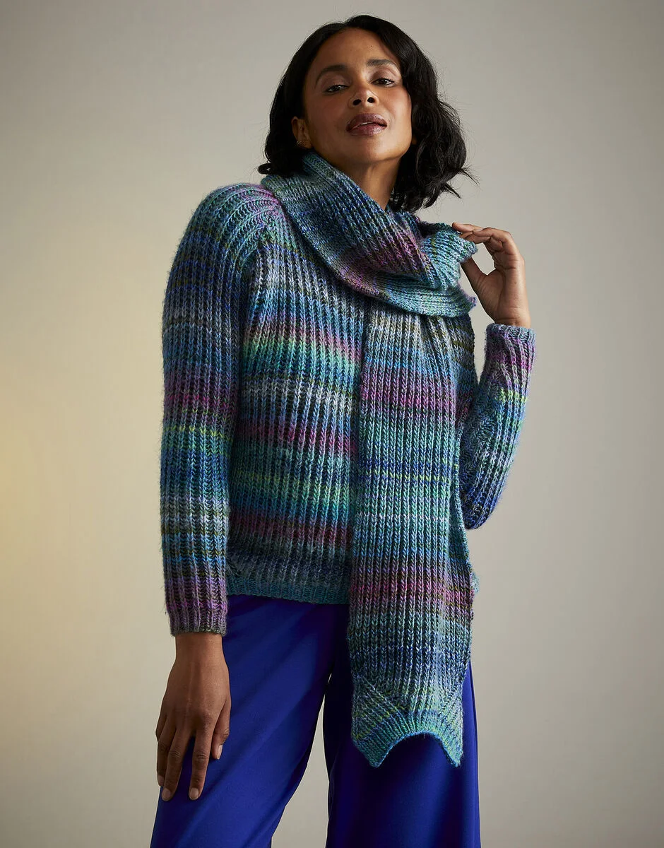 Sirdar Pattern 10714 Jewel Aran Jumper and Scarf