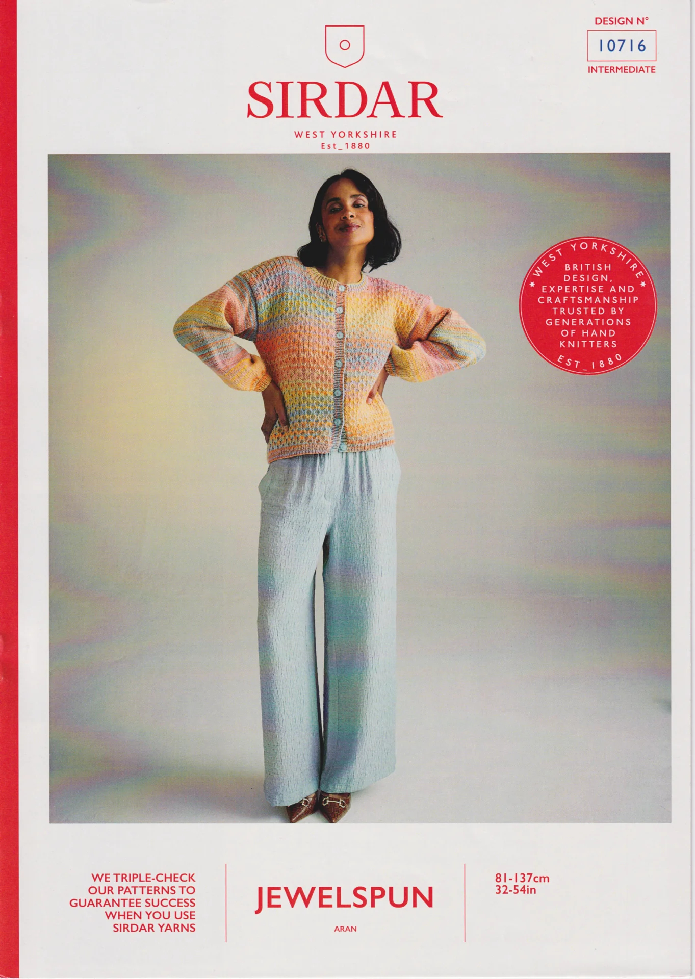 Sirdar Pattern 10716 Jewel Aran Cardigan