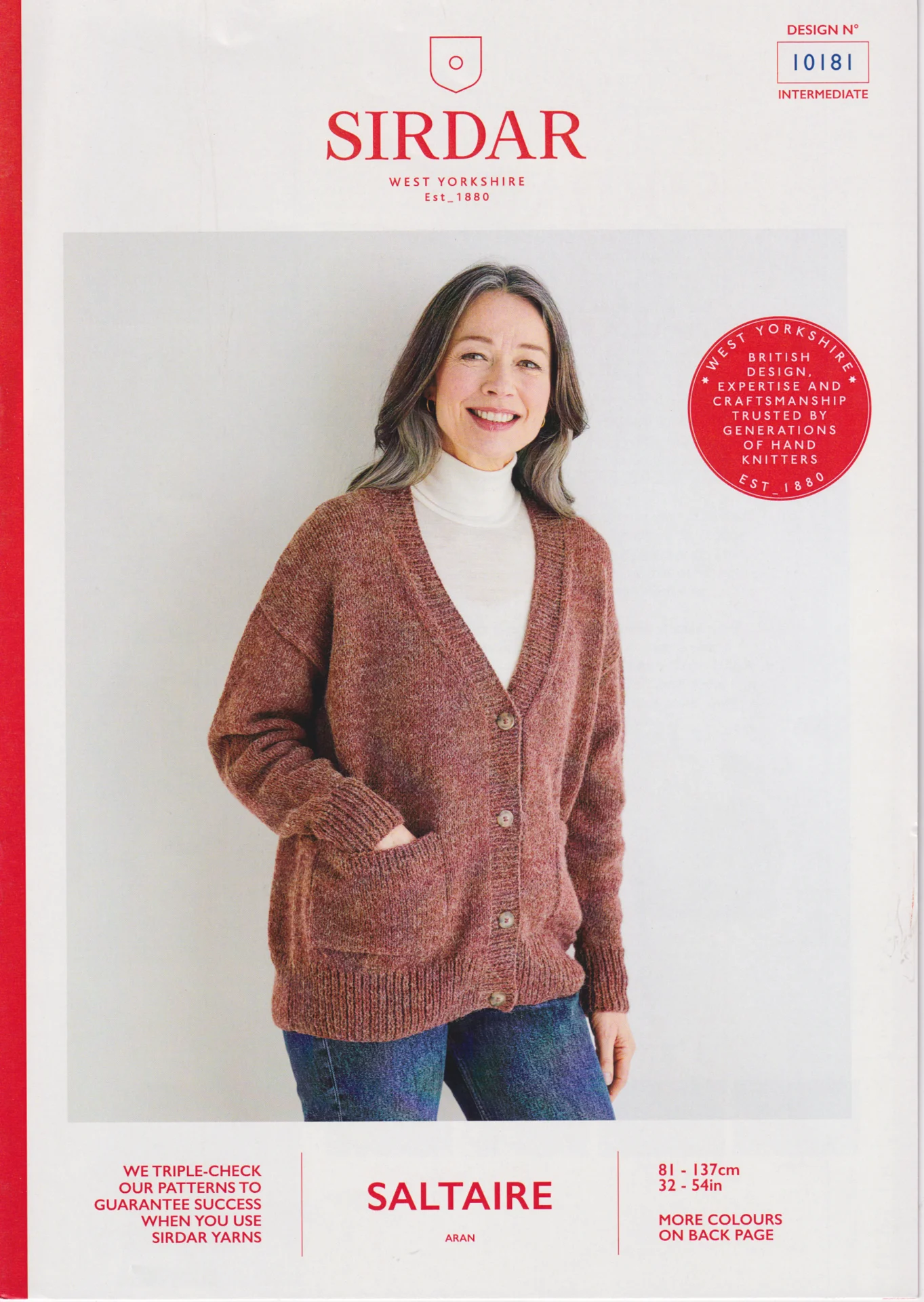 Sirdar Saltaire Patterns 10181 Pocket Cardigan