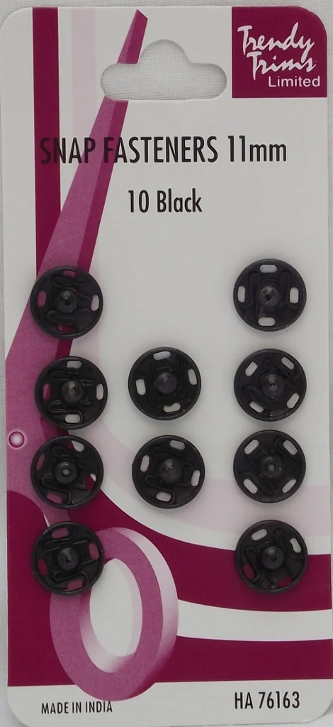 Snap Fasteners Metal 11mm Black