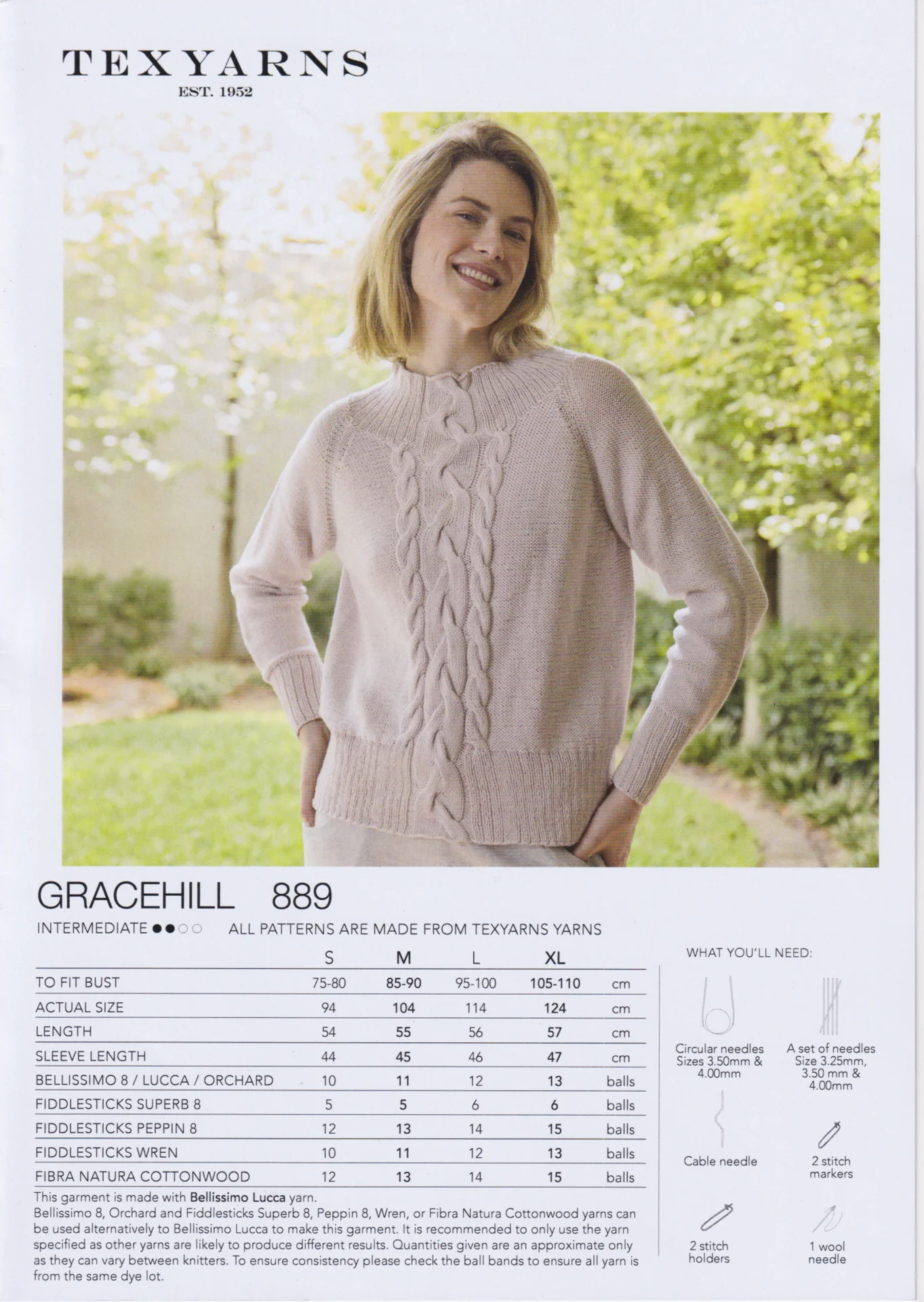 Texyarn Pattern 889 Gracehill 8 Ply Jumper