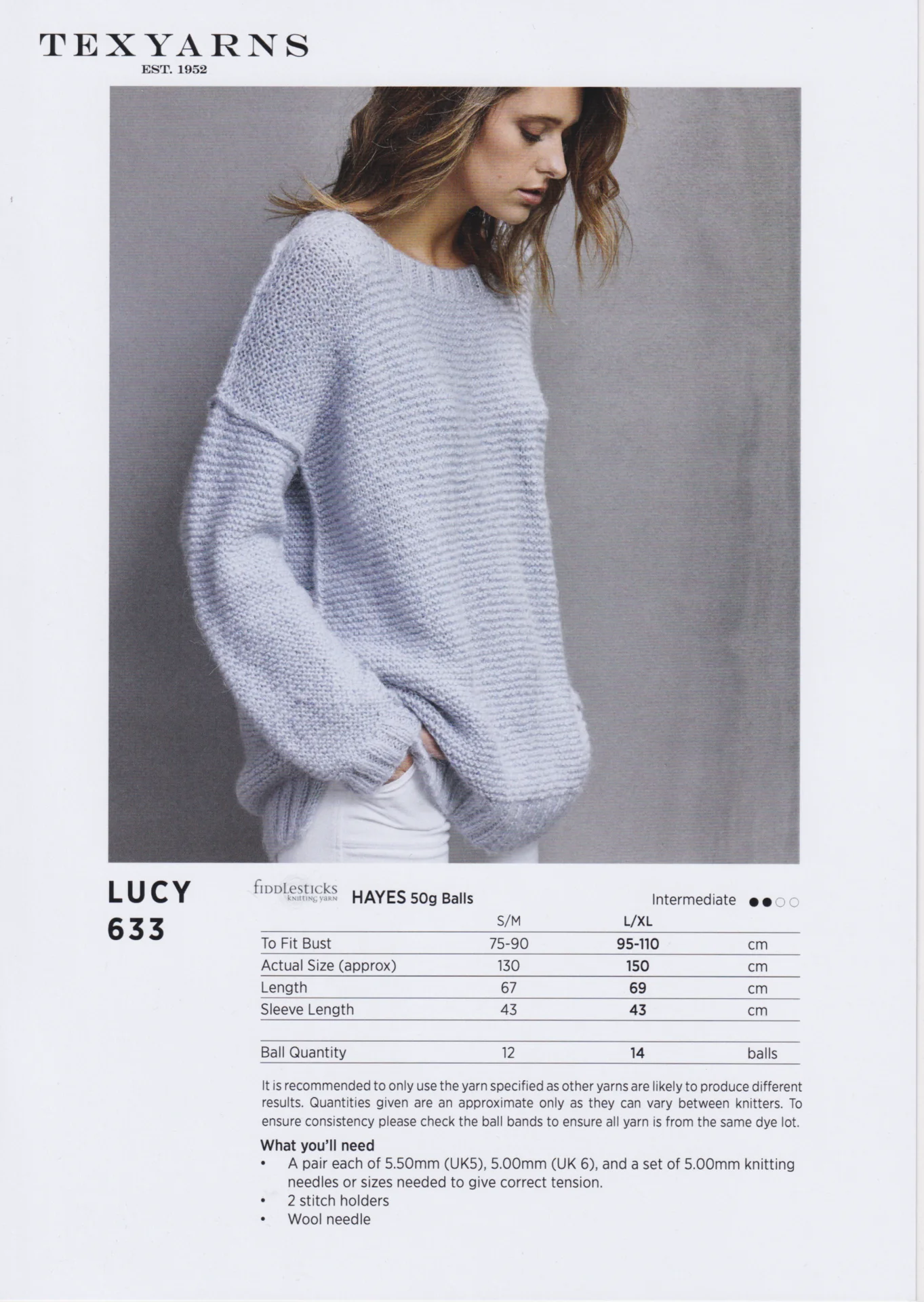 Texyarns 633 Lucy Hayes Sweater 12 Ply
