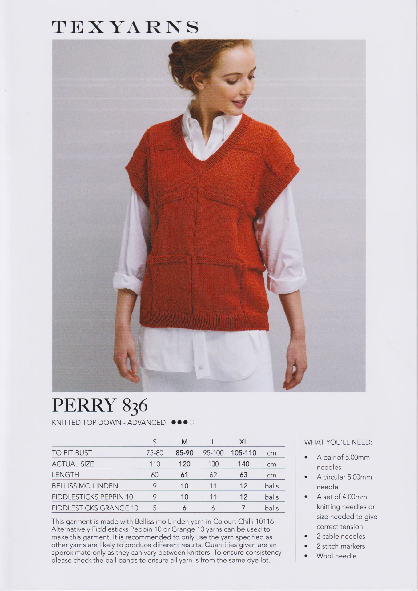 Texyarns Pattern 836 Perry 10 Ply Vest