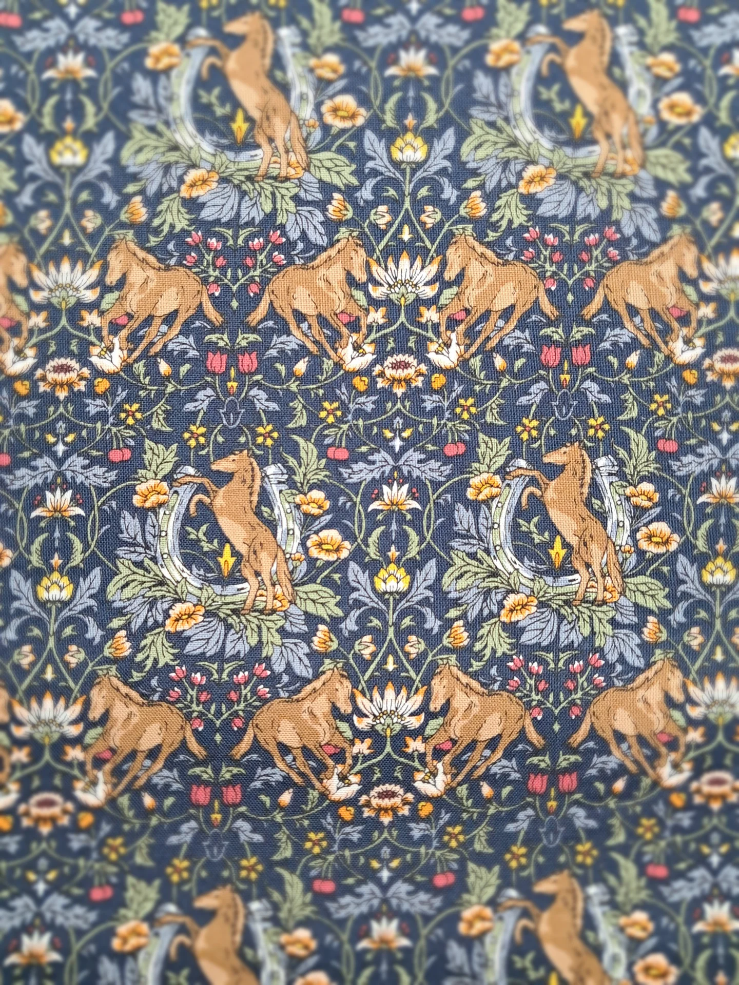 William Morris Inspired KANDA Navy Horses
