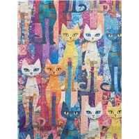 Animals Packed Quilt Cats Multi